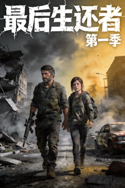 《最后生还者》第一季海报，乔尔和艾莉在末日废墟中前行